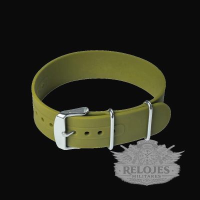 22mm Olive Green Silicone/Rubber NATO Militar Reloj Strap