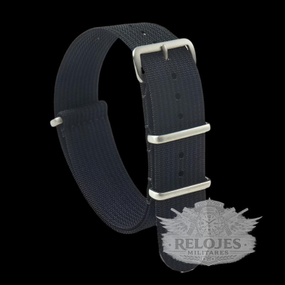 22mm Ribbed Black NATO Militar Reloj Strap