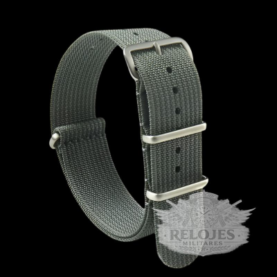 18mm Ribbed Grey NATO Militar Reloj Strap