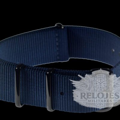 24mm Navy Blue NATO Reloj Strap with Covert PVD Black Buck