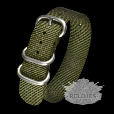 22mm Olive Green Ballistic Nylon Zulu Pattern Militar Horlo