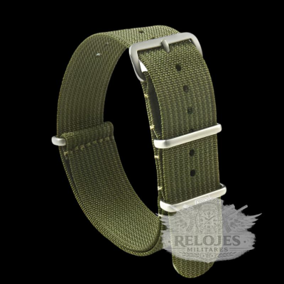 22mm Ribbed Army Green NATO Militar Reloj Strap