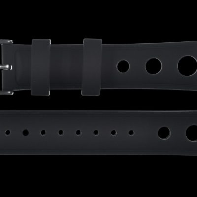 MWC Black Silicone Rally Pattern Reloj Strap Suitable for a Wide