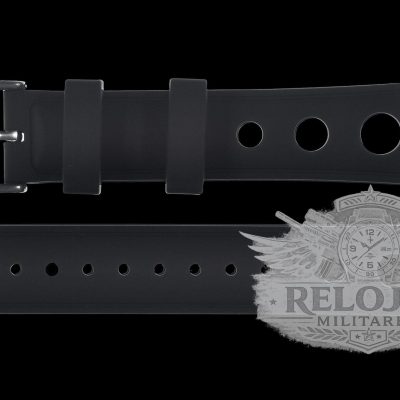 MWC Black Silicone Rally Pattern Reloj Strap Suitable for a Wide