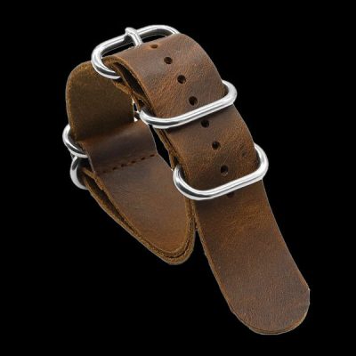 18mm Brown High Grade Saddle Leather Zulu Militar Reloj S