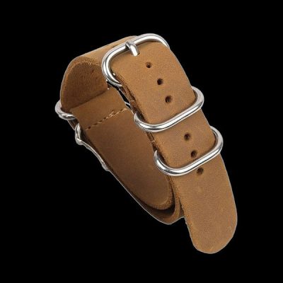 22mm Tan High Grade Saddle Leather Zulu Militar Reloj Str