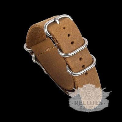 24mm Tan High Grade Saddle Leather Zulu Militar Reloj Str