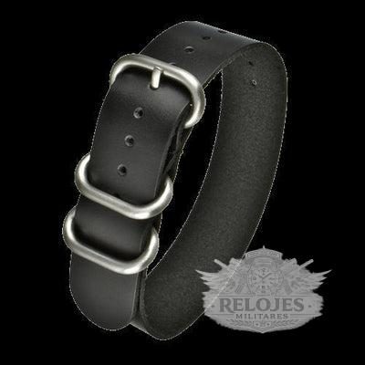 22mm Black Calf Leather Zulu Militar Reloj Strap – Authen